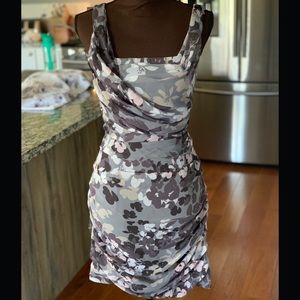 EXPRESS Grey Midi/Short Floral Dress